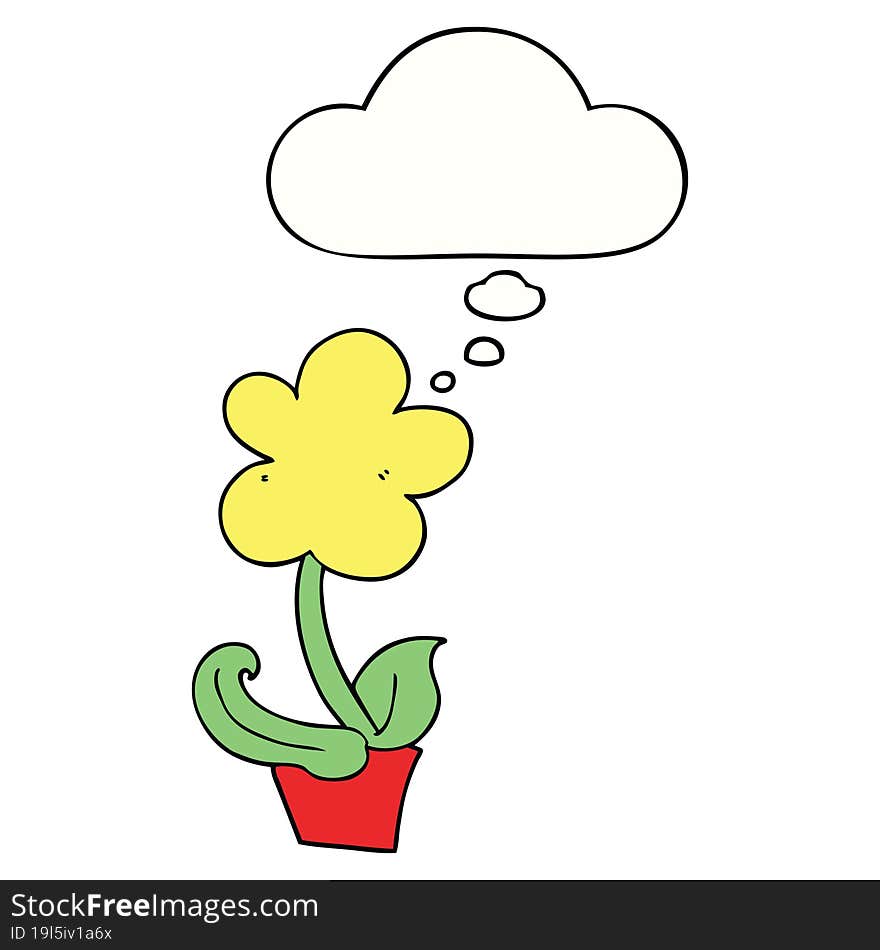 Cute Cartoon Flower And Thought Bubble