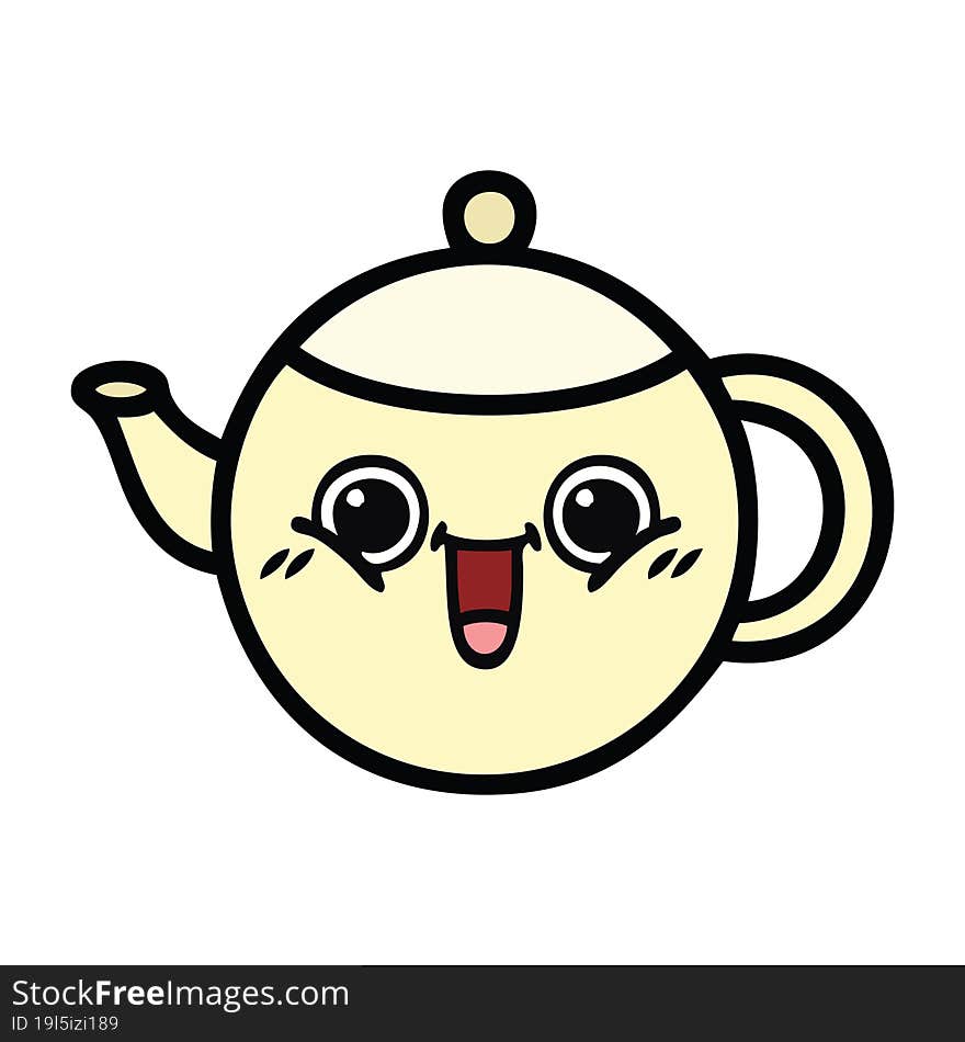 cute cartoon of a tea pot. cute cartoon of a tea pot