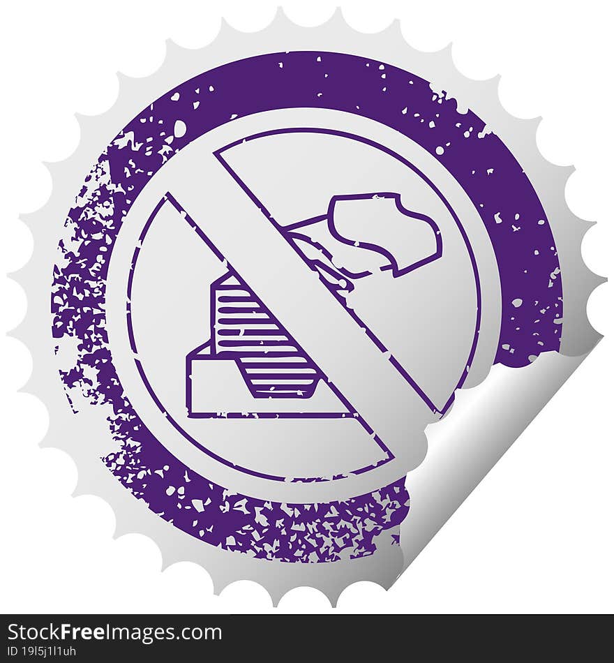 distressed circular peeling sticker symbol of a paperless office symbol