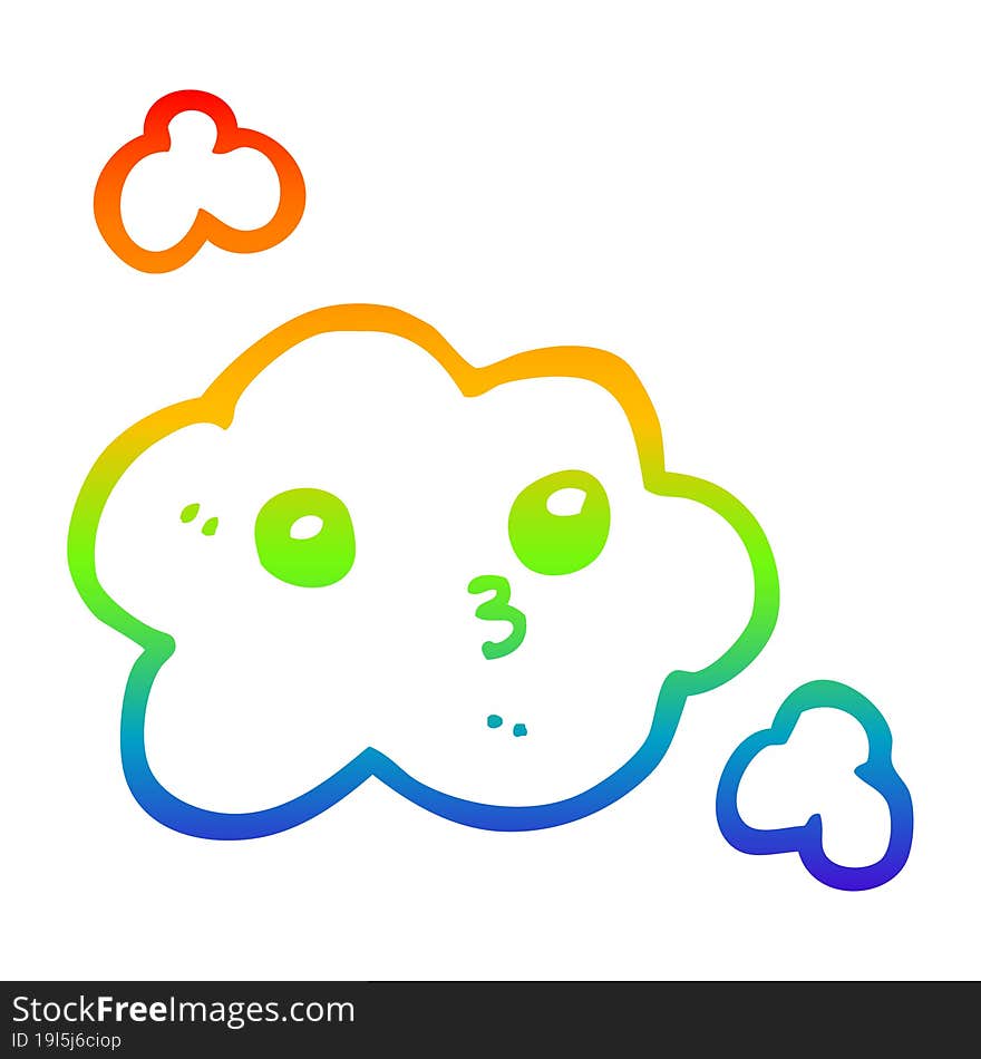 Rainbow Gradient Line Drawing Cute Cartoon Cloud