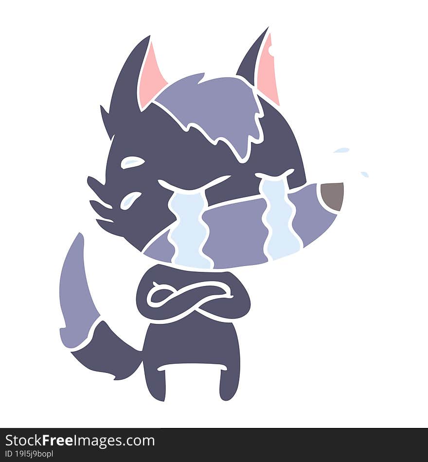 Flat Color Style Cartoon Crying Wolf