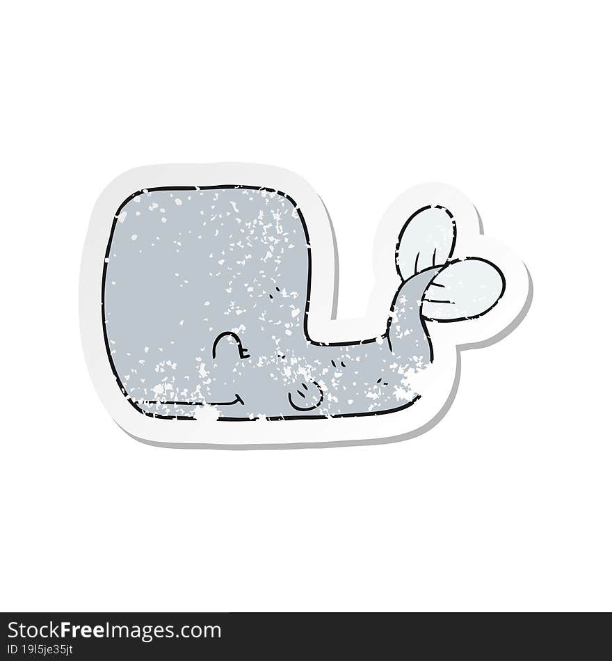 Retro Distressed Sticker Of A Cartoon Happy Whale