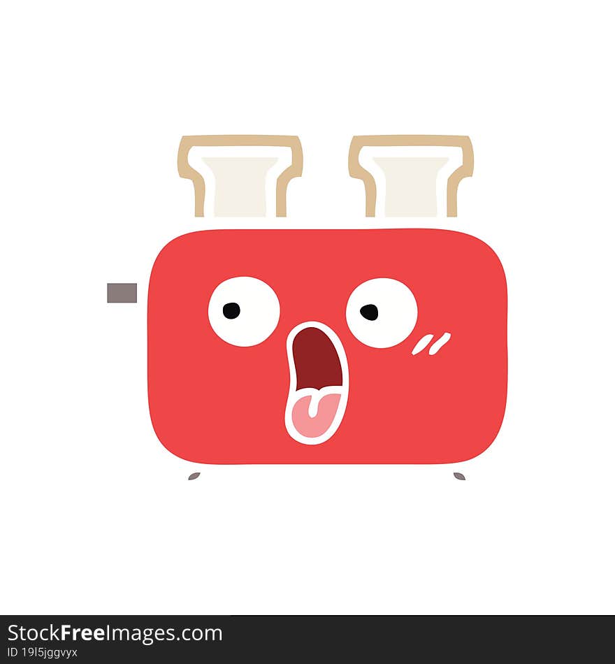 Flat Color Retro Cartoon Of A Toaster