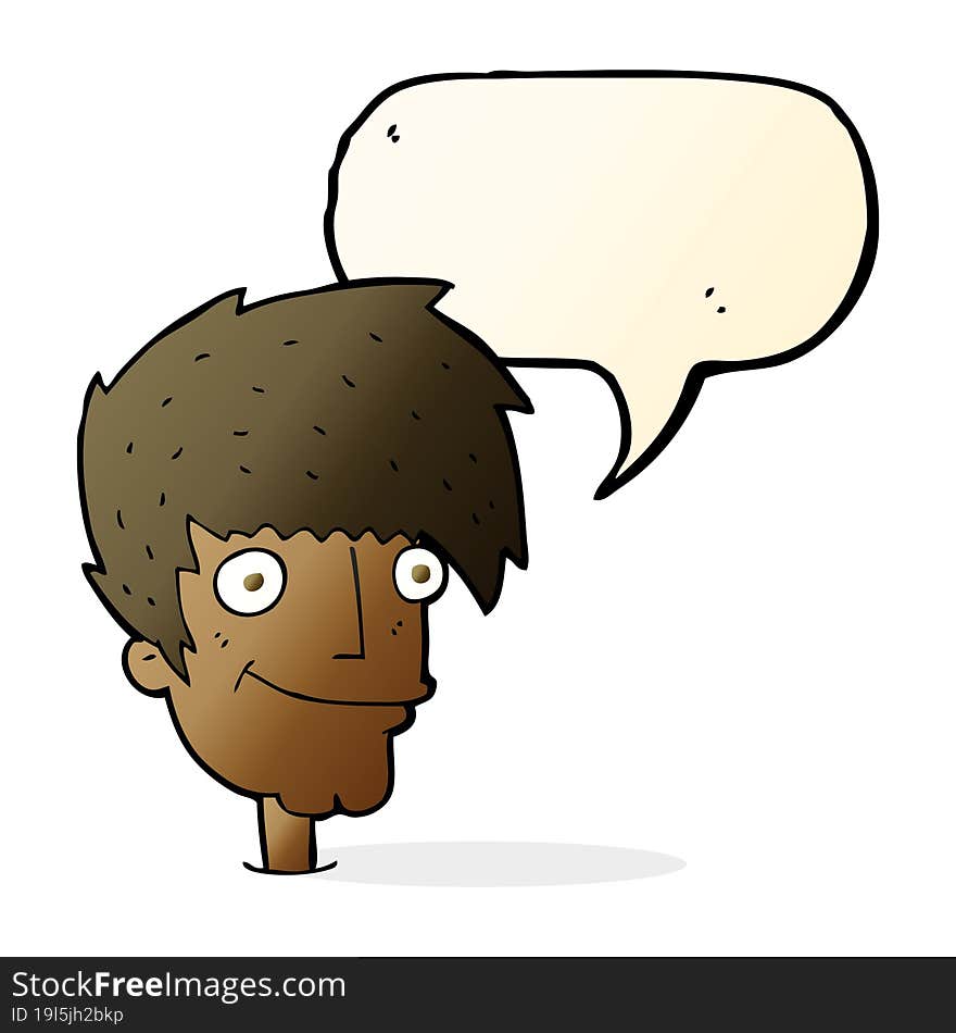 cartoon smiling man with speech bubble