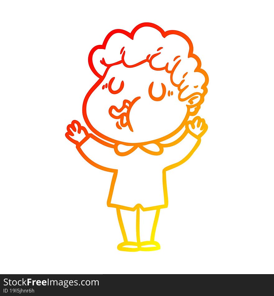 Warm Gradient Line Drawing Cartoon Man Singing