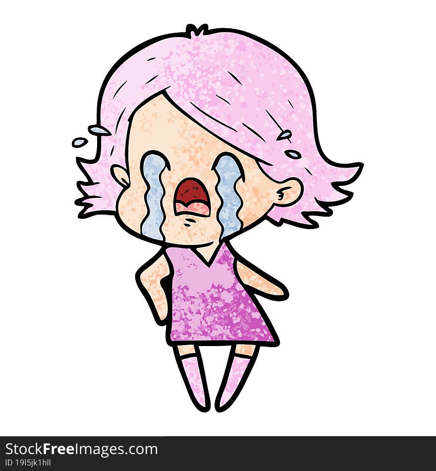 cartoon woman crying. cartoon woman crying