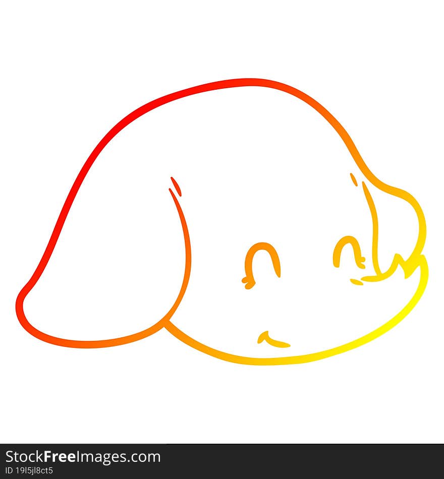 Warm Gradient Line Drawing Cartoon Elephant Face