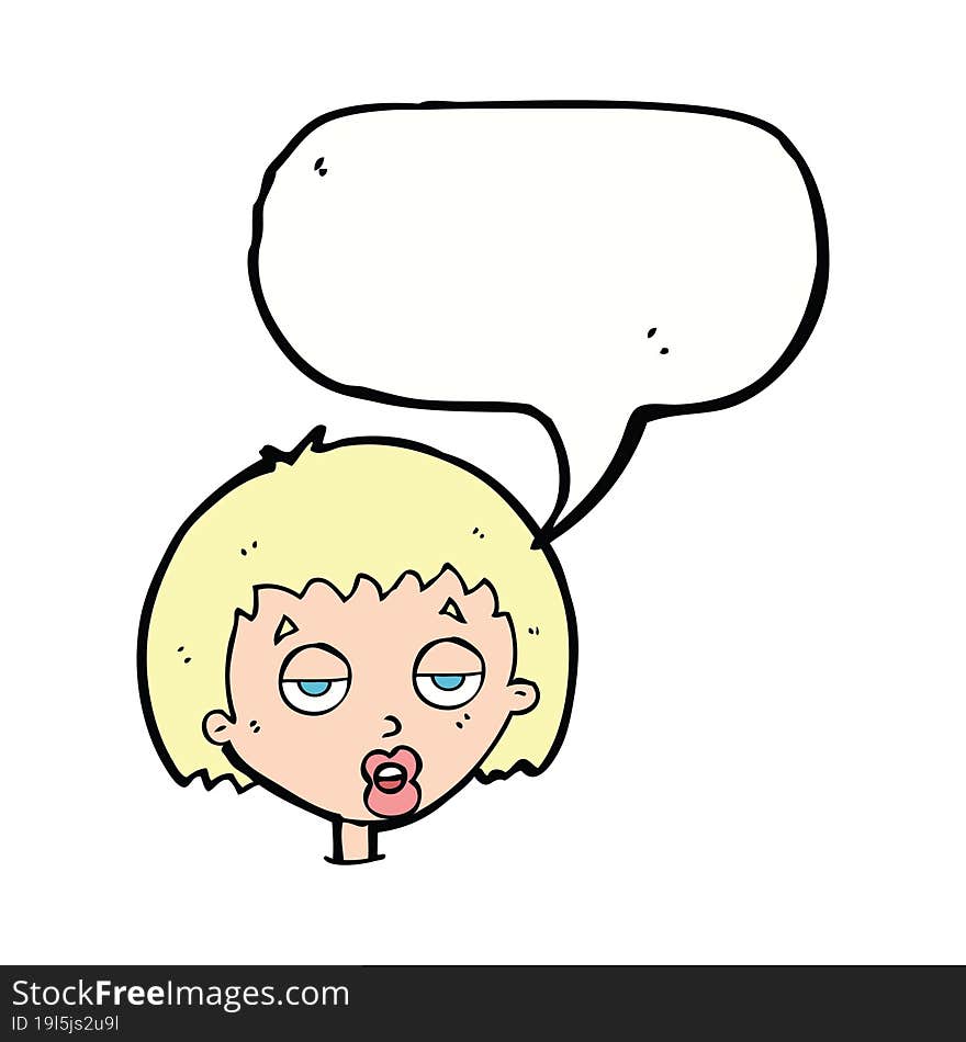 cartoon bored woman with speech bubble