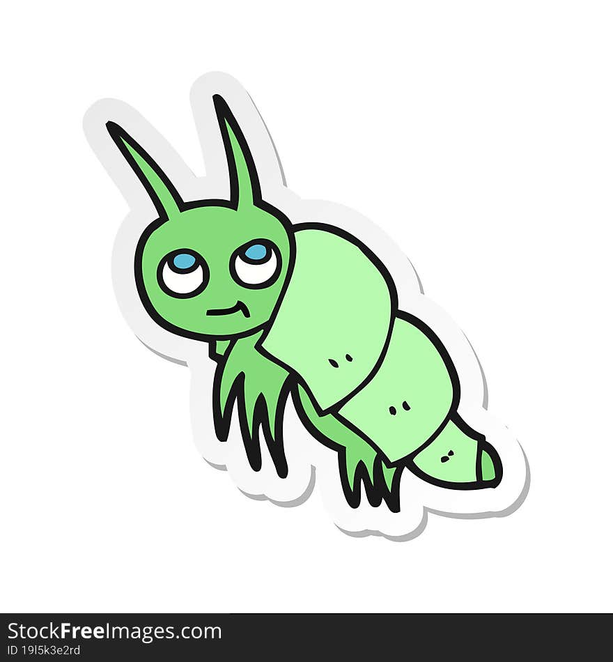 sticker of a cartoon little bug