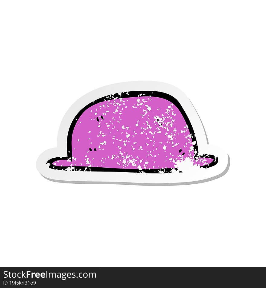 retro distressed sticker of a cartoon hat