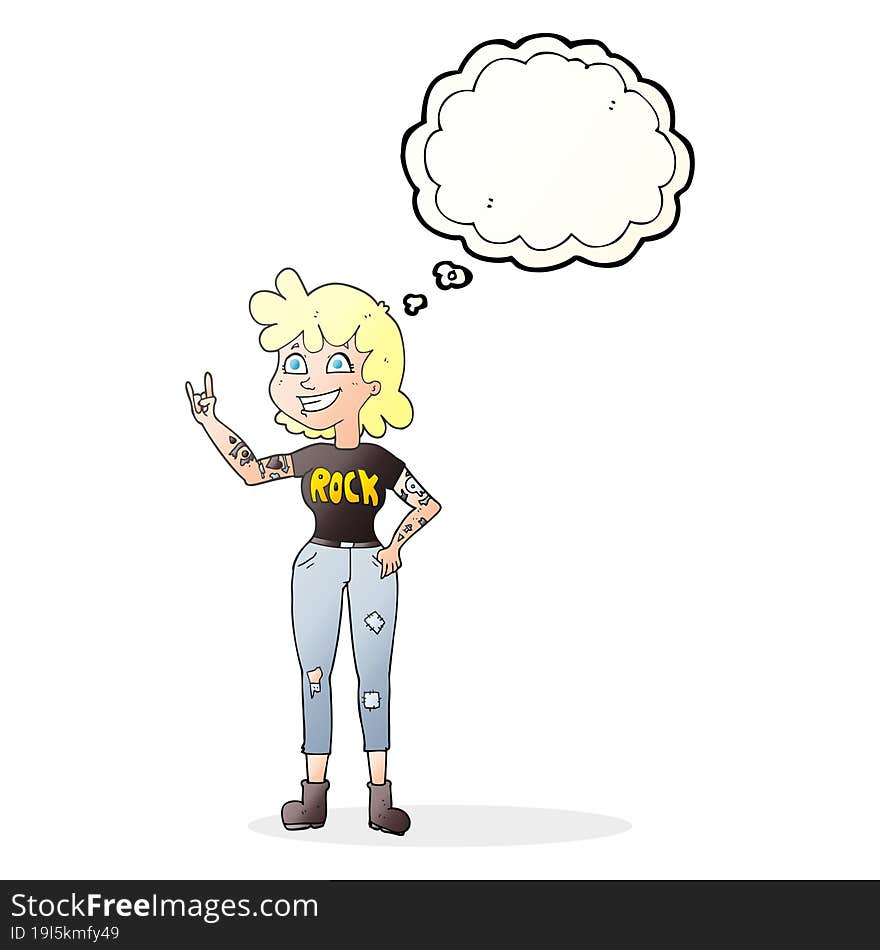 thought bubble cartoon rock girl