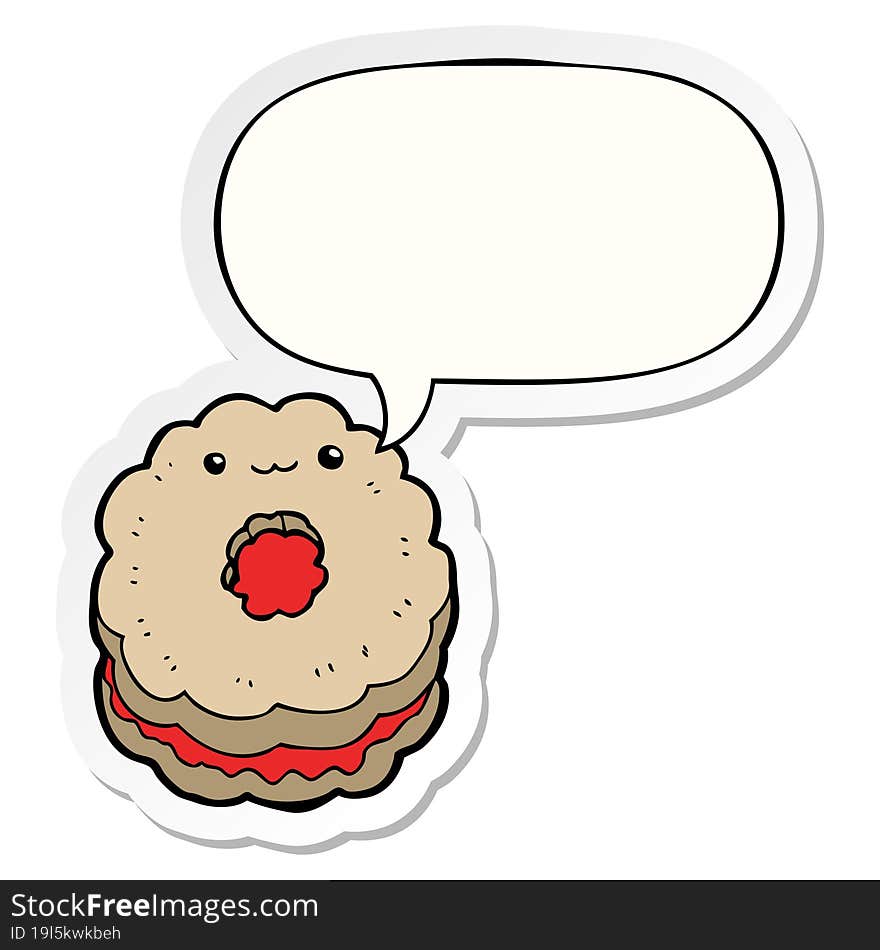 cartoon biscuit and speech bubble sticker