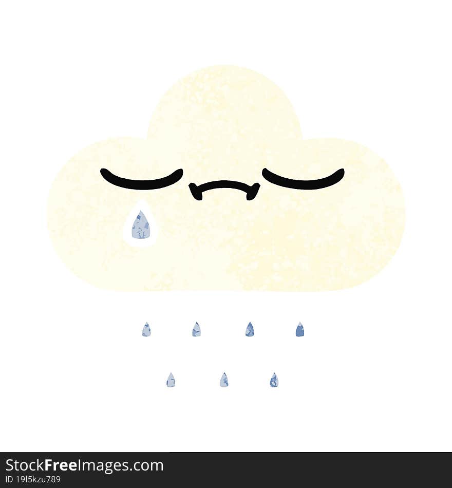 retro illustration style cartoon of a rain cloud