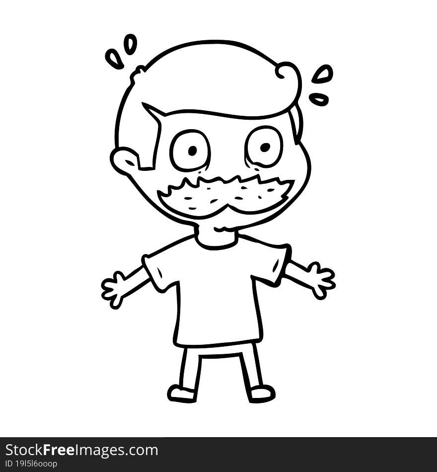 cartoon man with mustache shocked. cartoon man with mustache shocked