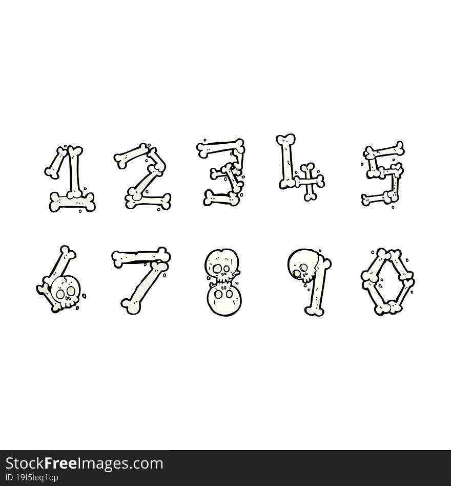 cartoon bone numbers