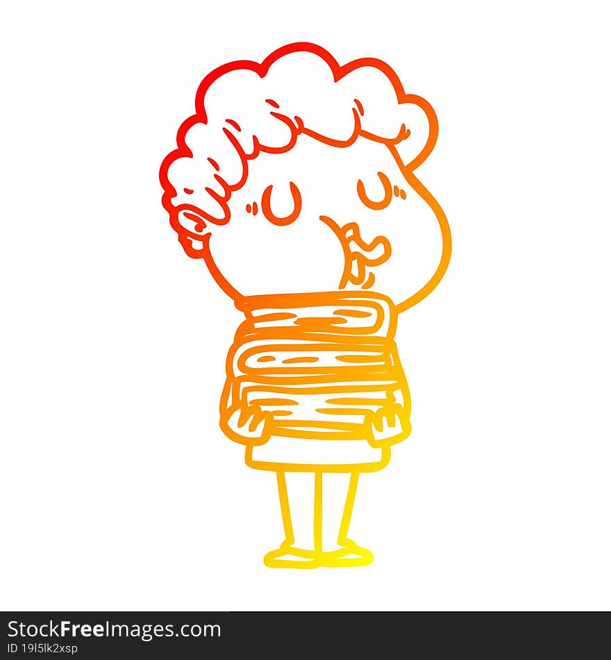 Warm Gradient Line Drawing Cartoon Man Singing