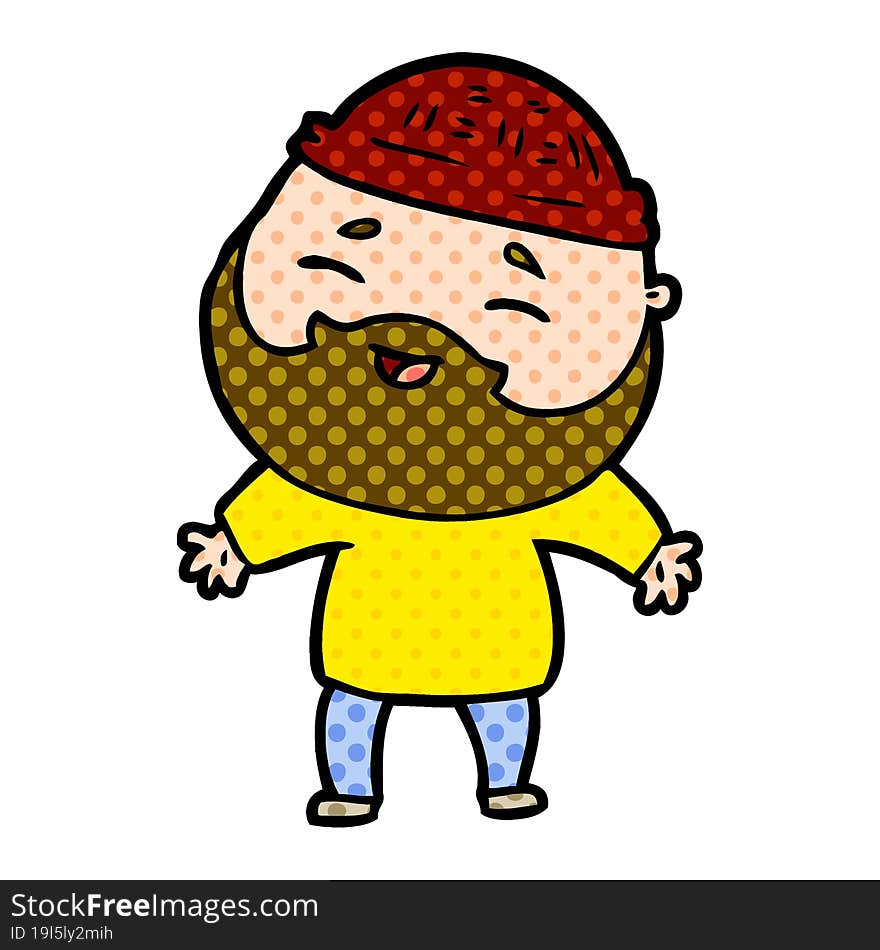 cartoon happy bearded man. cartoon happy bearded man