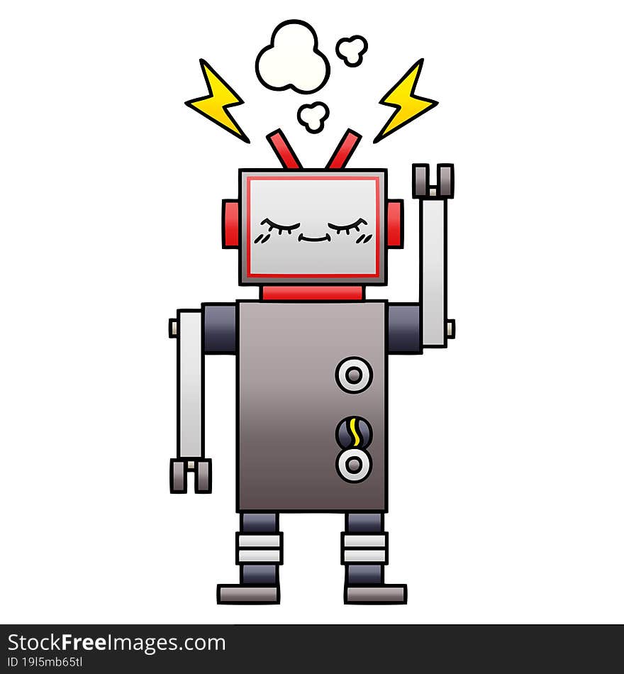 gradient shaded cartoon dancing robot