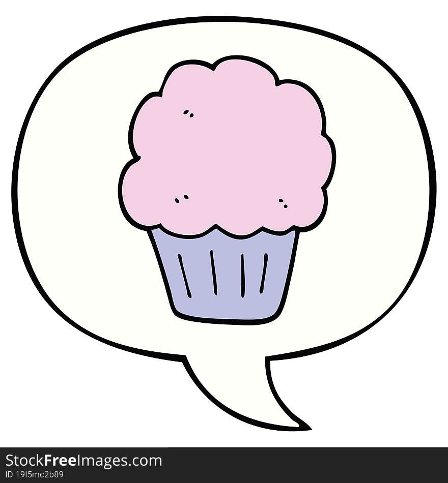 cartoon cupcake and speech bubble