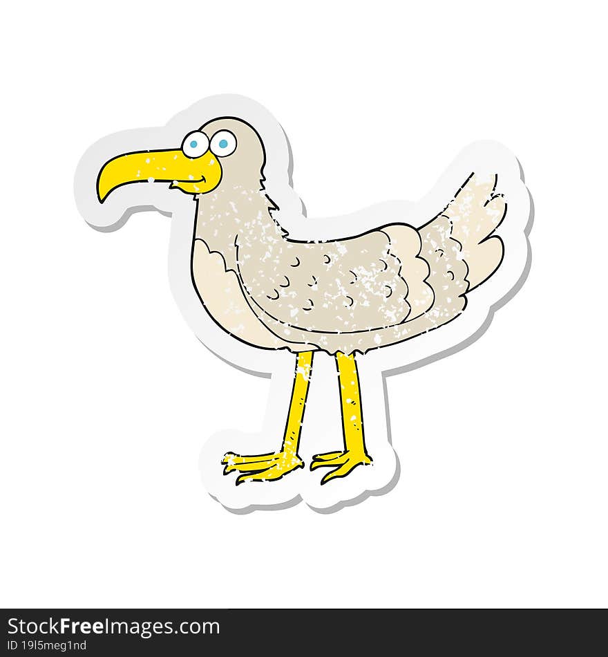 retro distressed sticker of a cartoon seagull