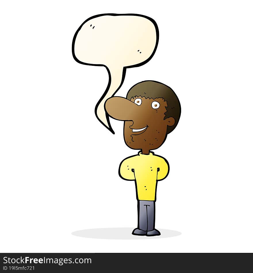 Cartoon Happy Man With Speech Bubble