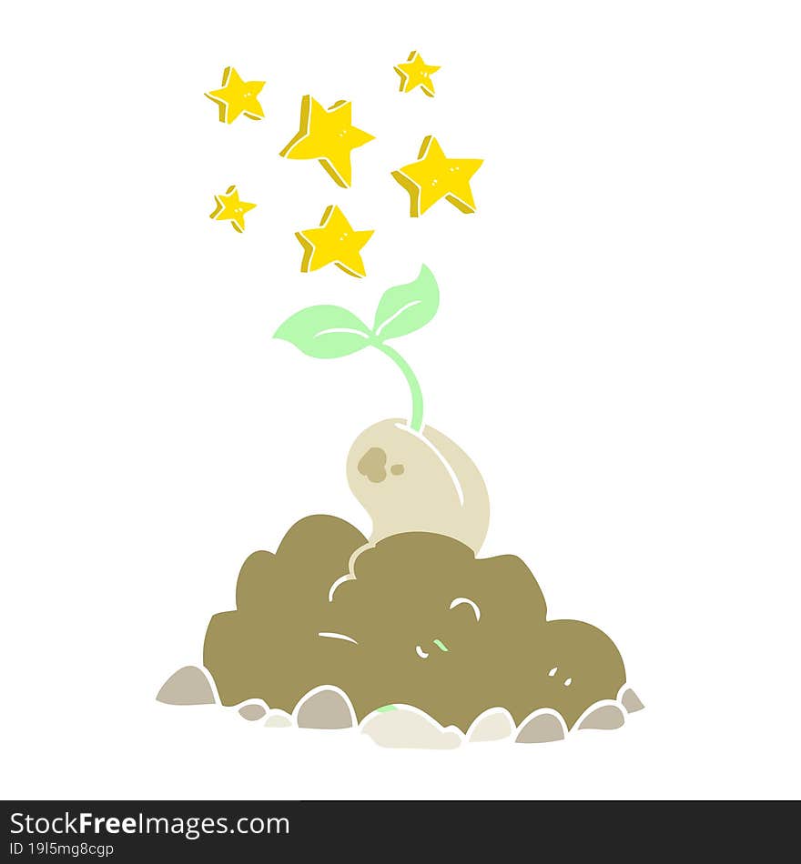 flat color illustration of a cartoon sprouting seed