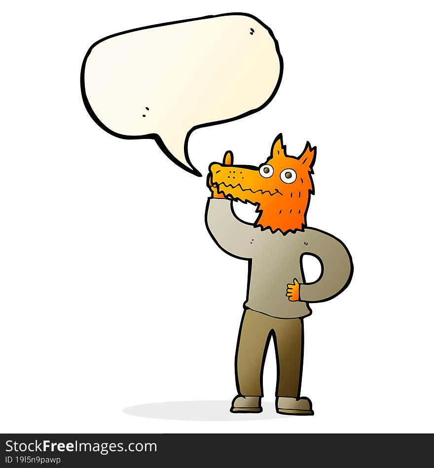 cartoon fox man with idea with speech bubble