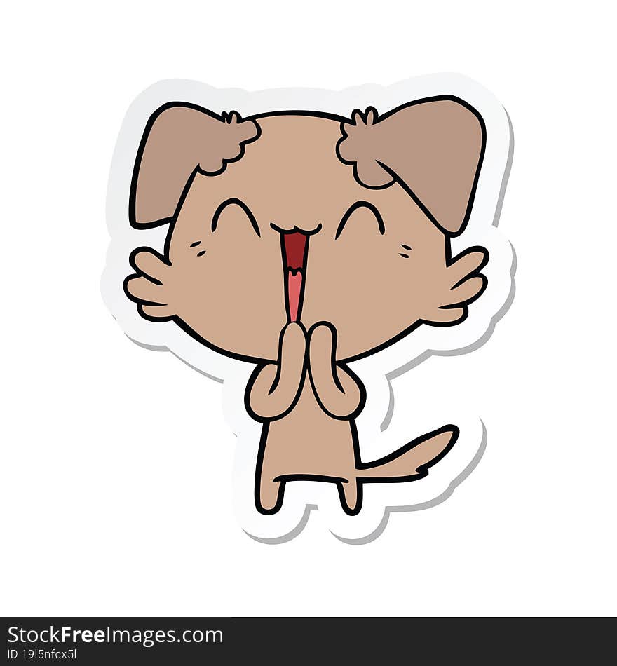 Sticker Of A Laughing Little Dog Cartoon