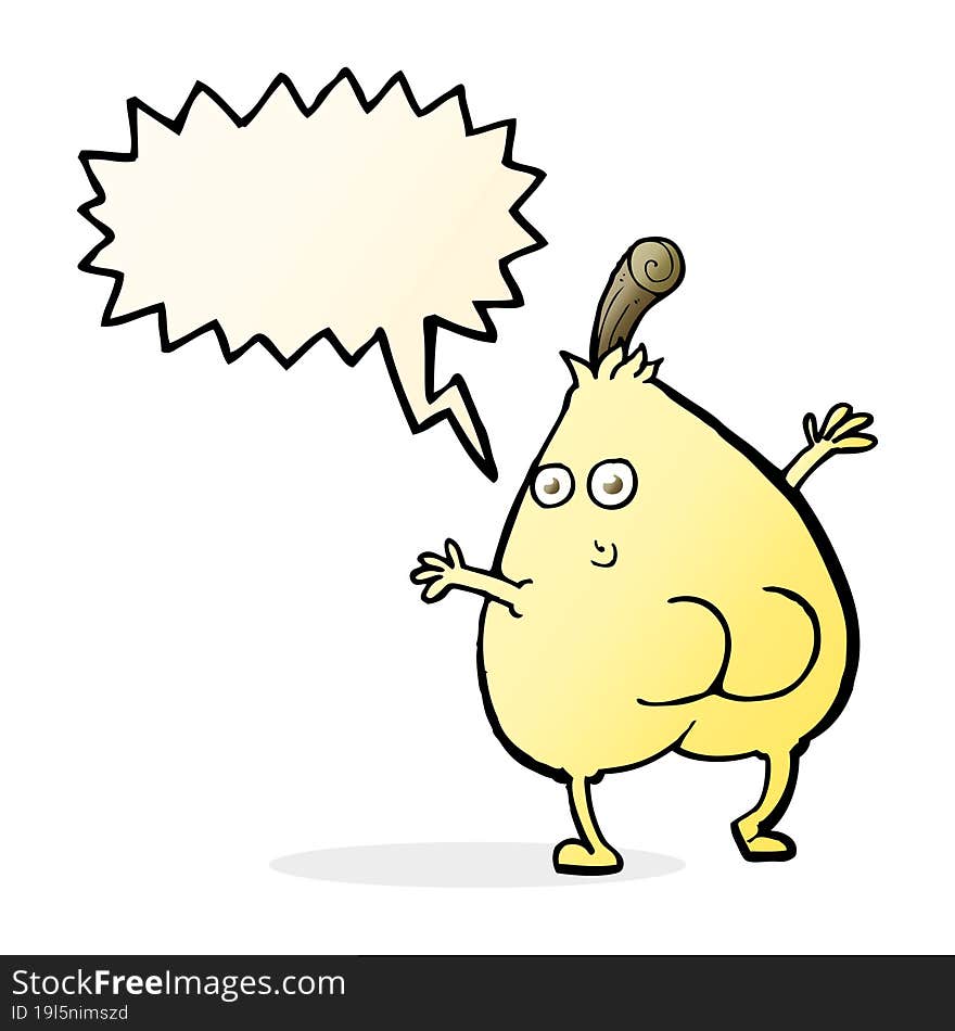 a nice pear cartoon with speech bubble