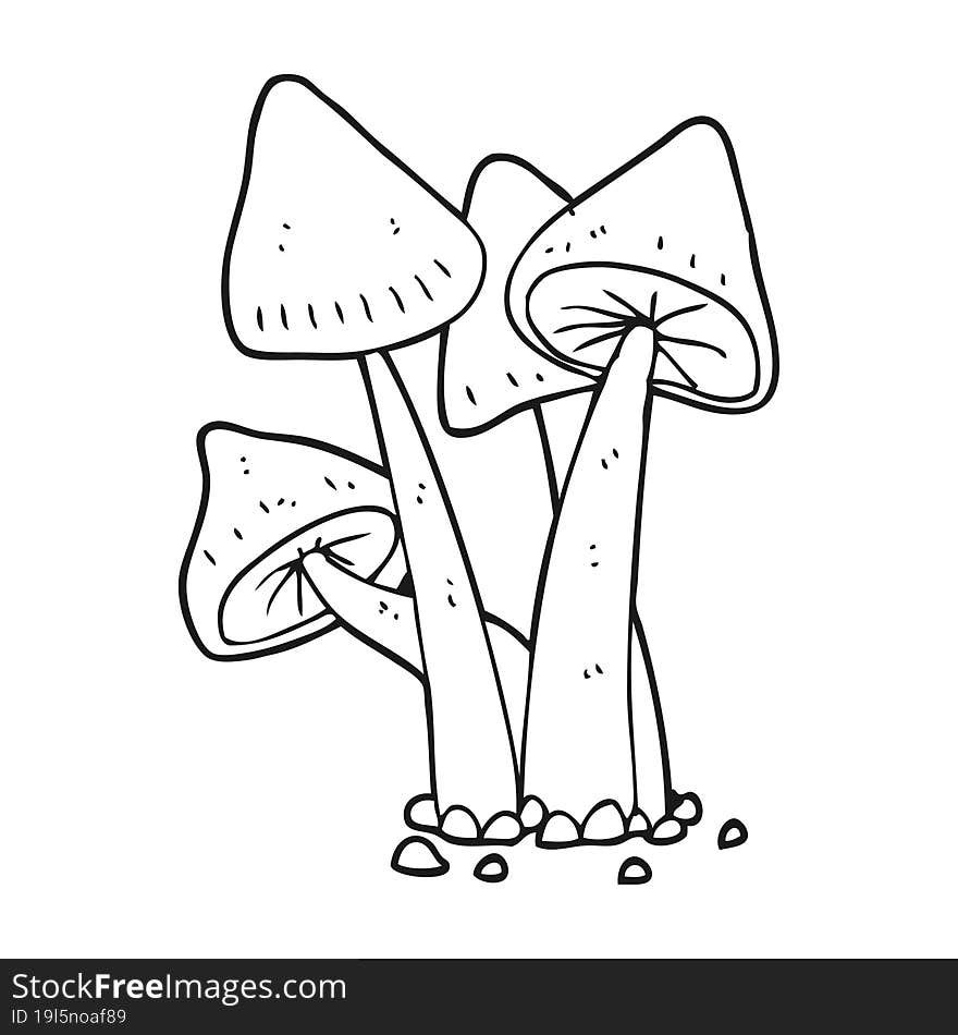 black and white cartoon mushrooms