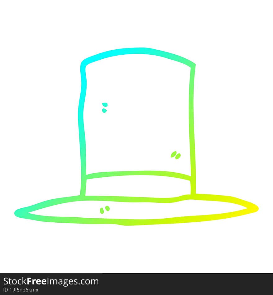 cold gradient line drawing cartoon top hat