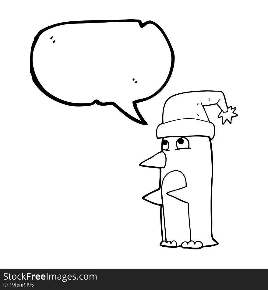 Speech Bubble Cartoon Christmas Penguin