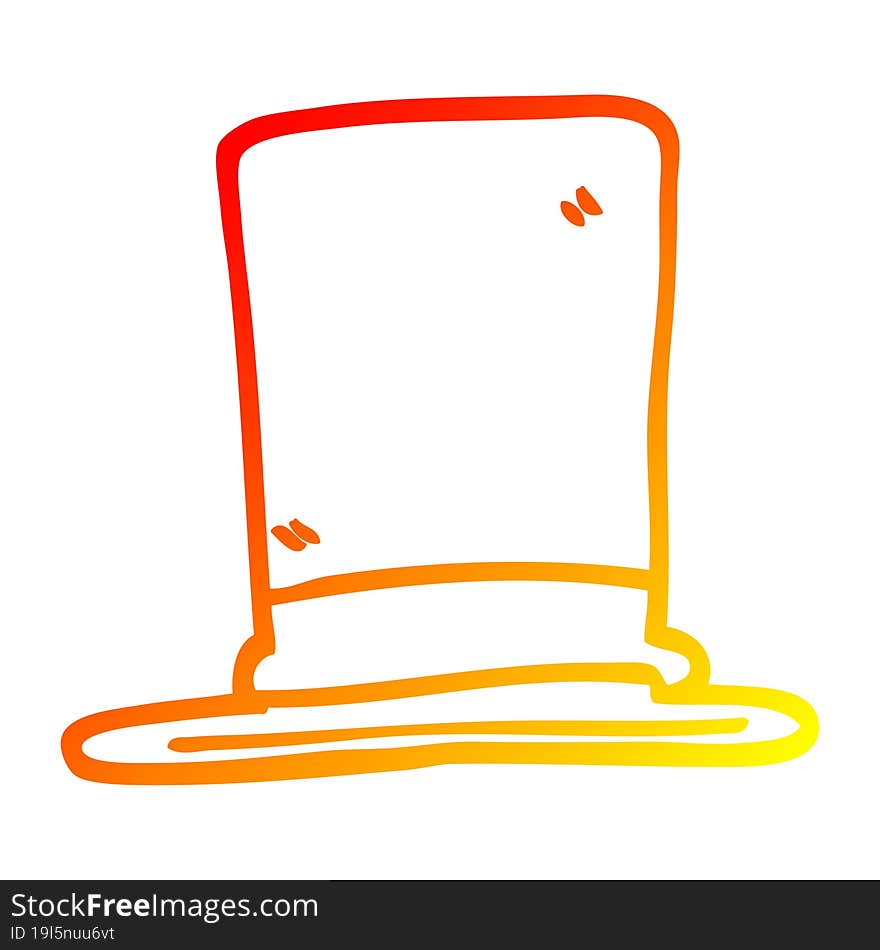 warm gradient line drawing cartoon top hat