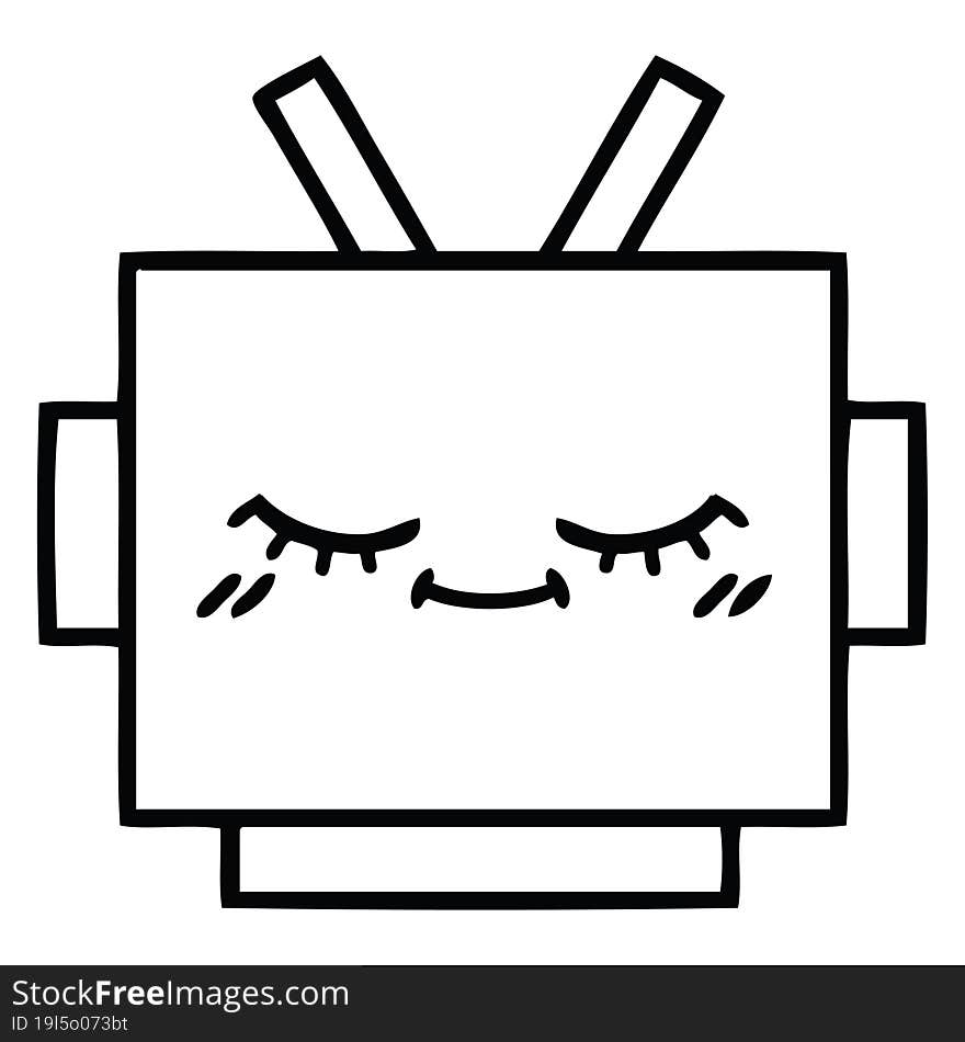 line drawing cartoon robot head