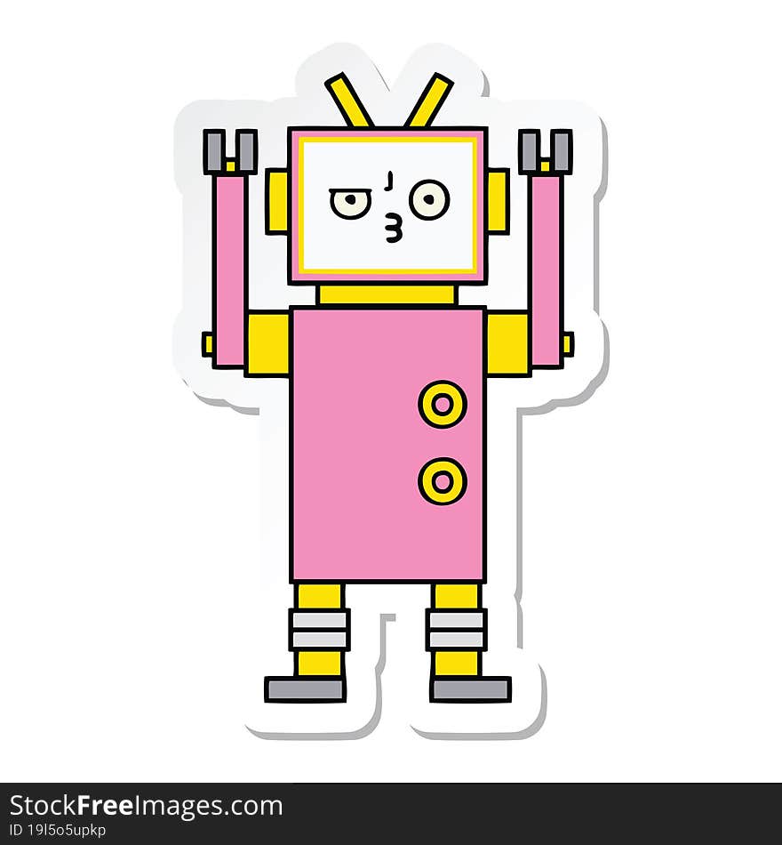 Sticker Of A Cute Cartoon Robot