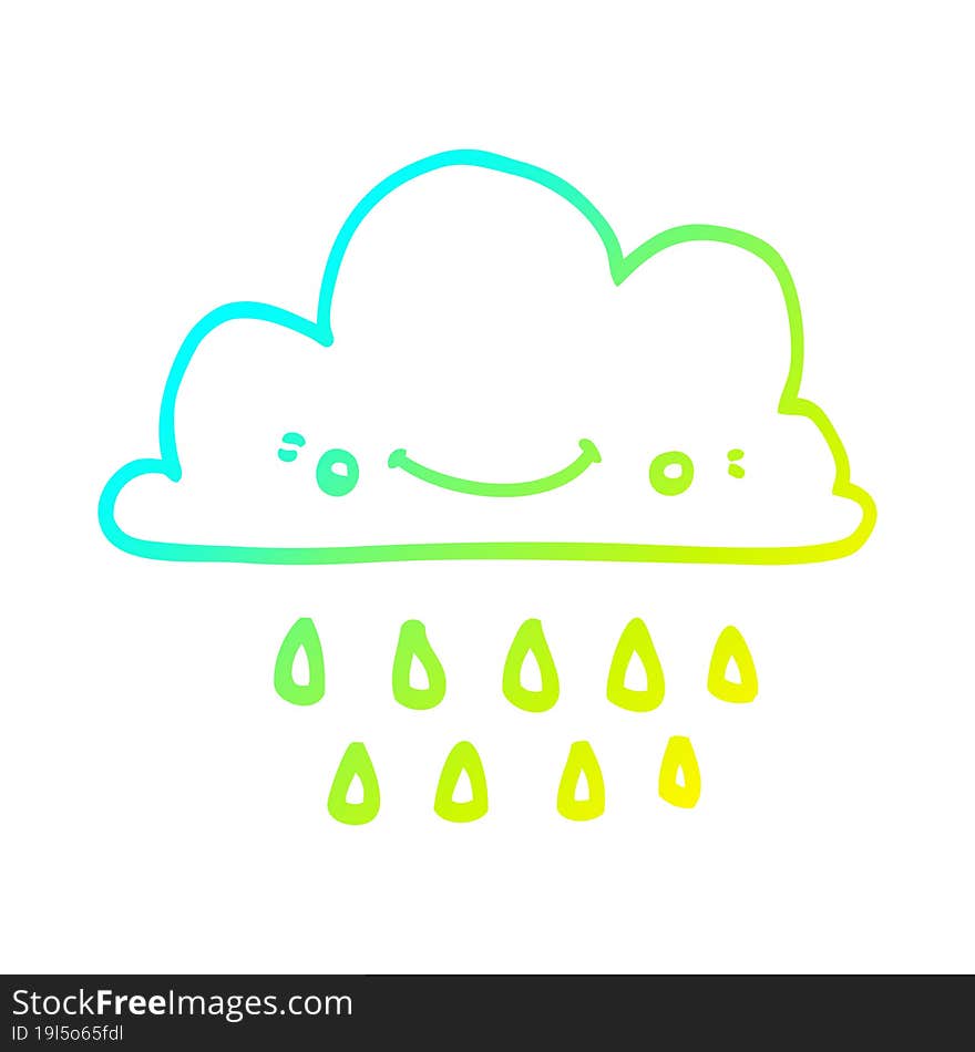 cold gradient line drawing cartoon storm cloud