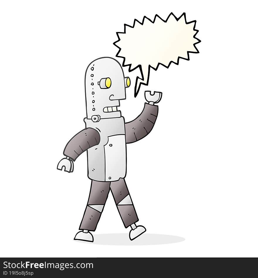 freehand drawn speech bubble cartoon robot