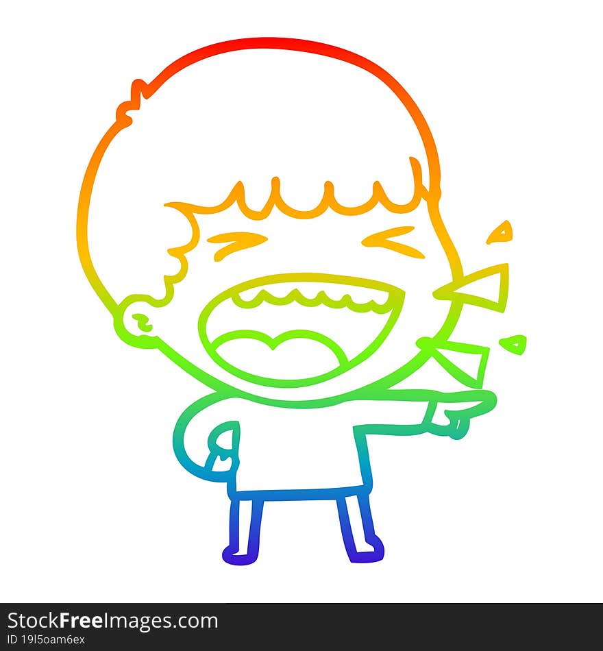 rainbow gradient line drawing of a cartoon laughing man