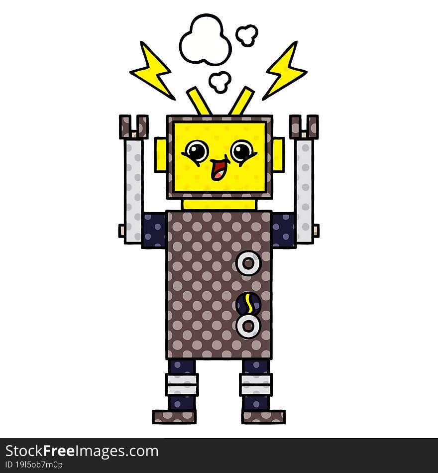 Comic Book Style Cartoon Robot