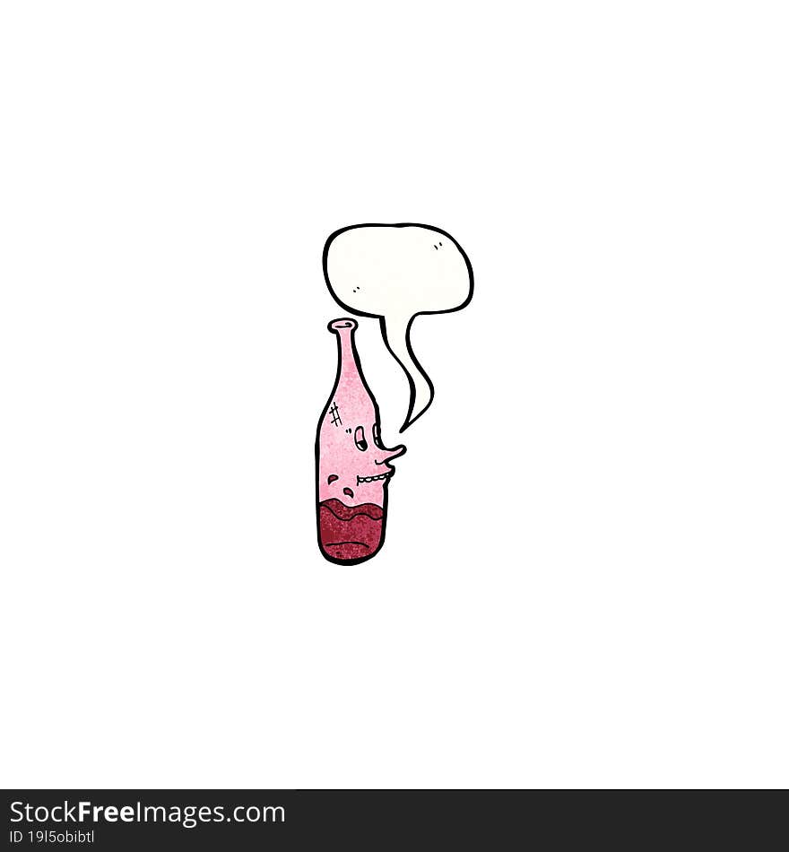 cartoon half empty wine bottle with face