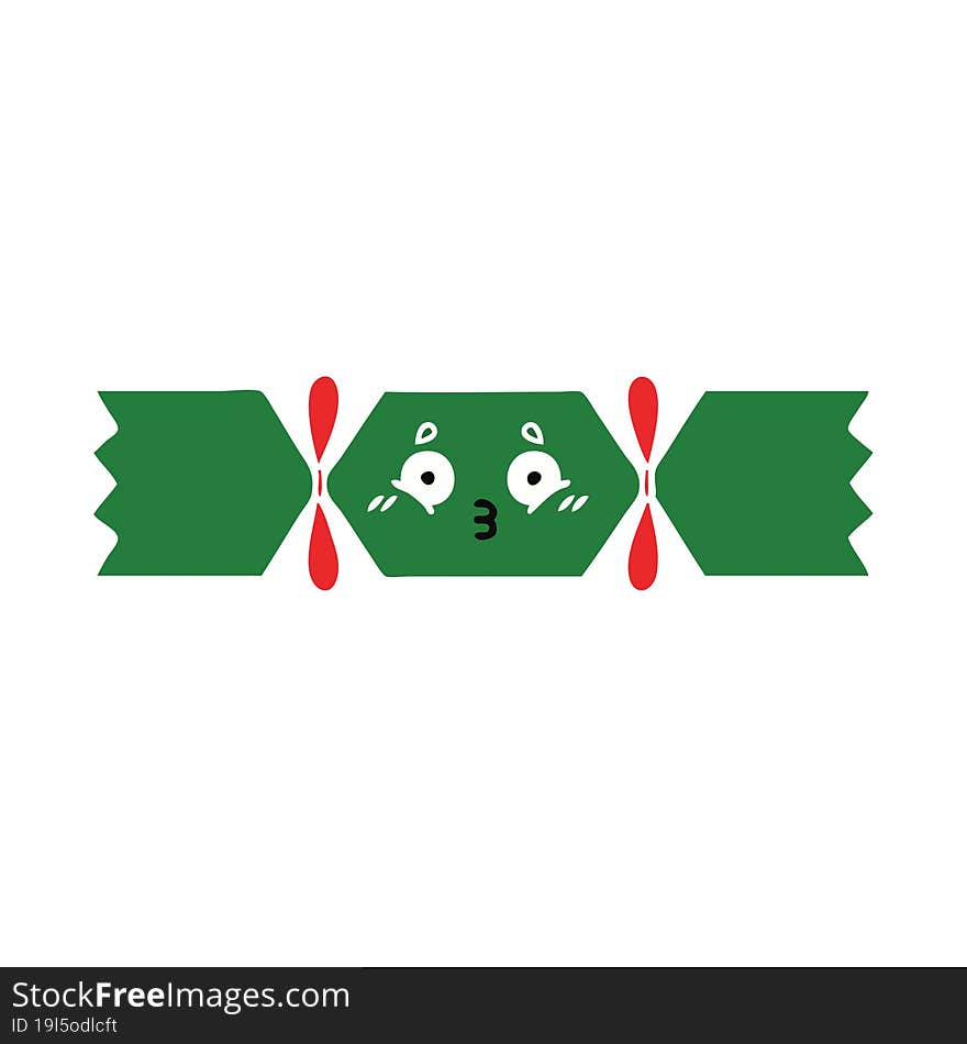 flat color retro cartoon of a christmas cracker