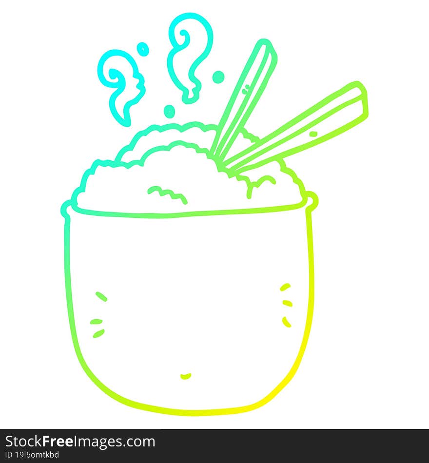 cold gradient line drawing cartoon bowl of rice