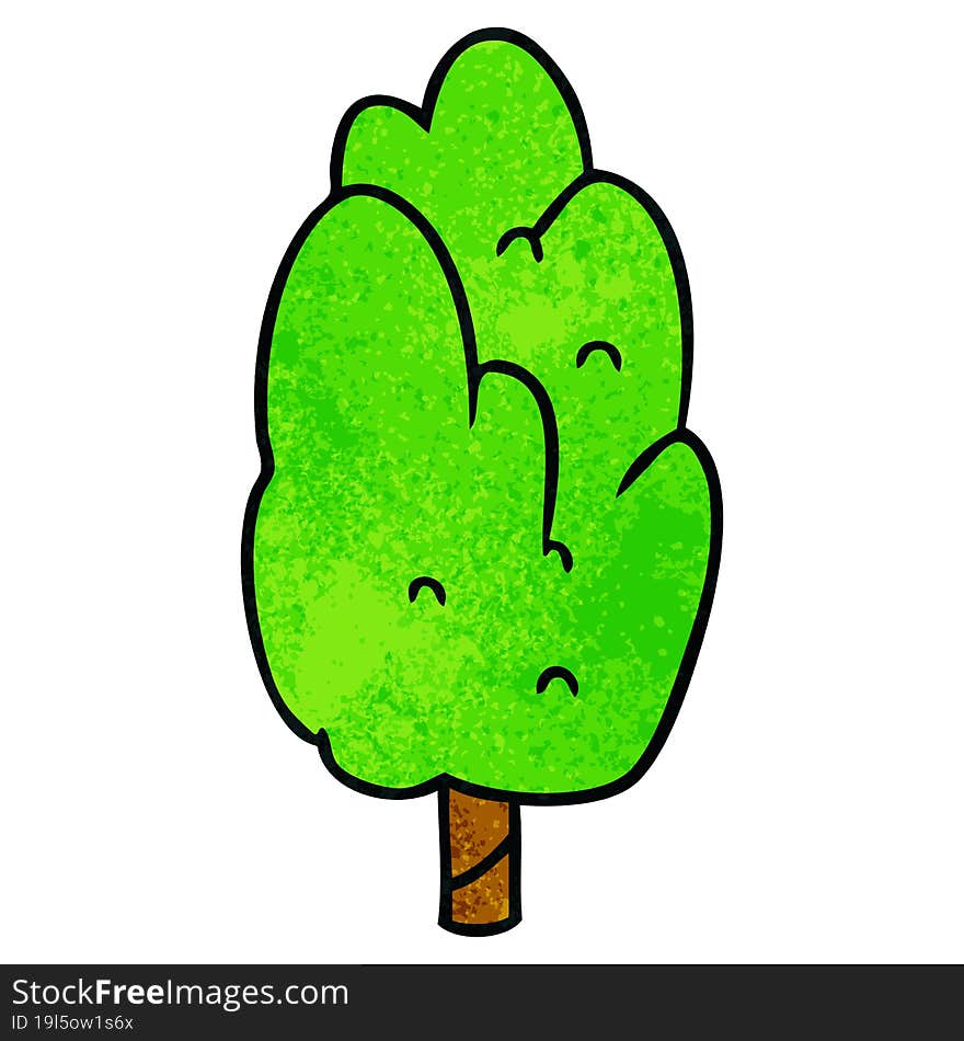 textured cartoon doodle single green tree