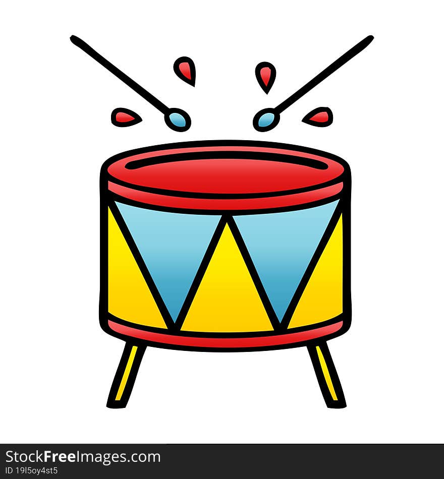 gradient shaded cartoon of a beating drum