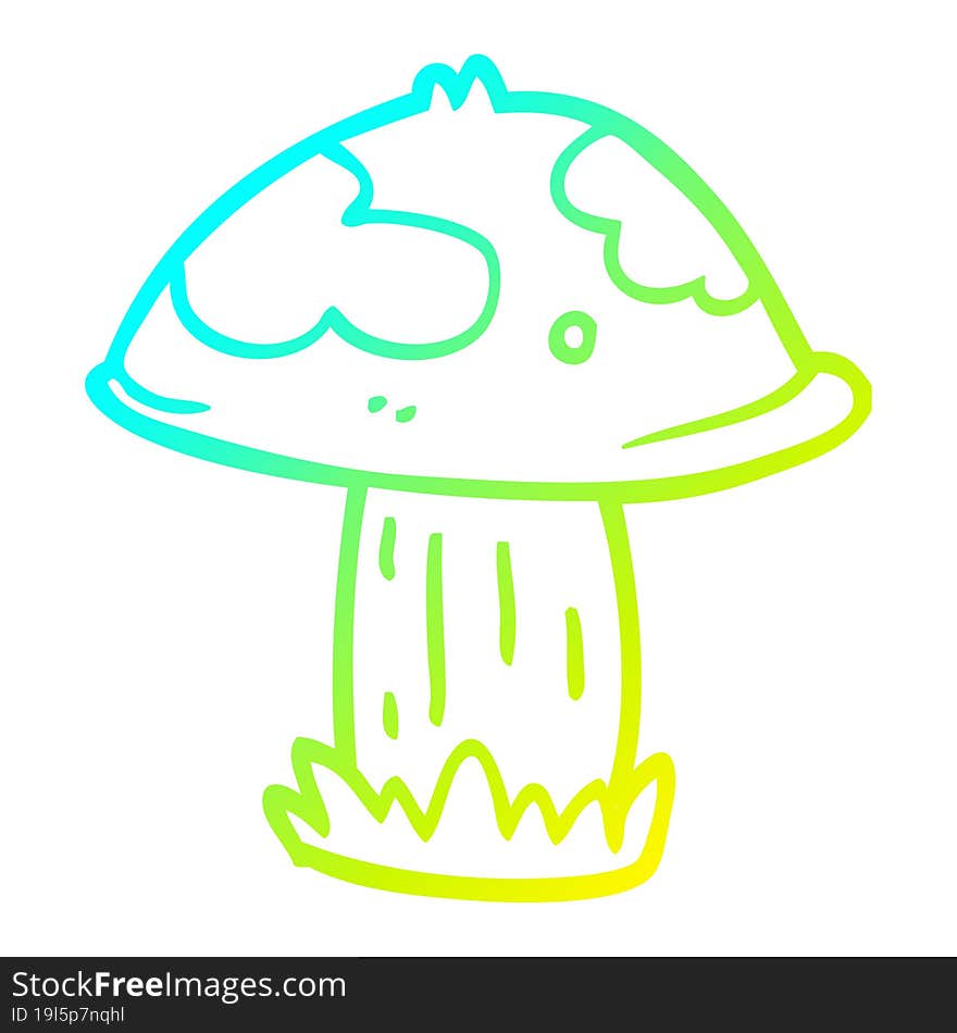 cold gradient line drawing of a cartoon poisonous toadstool