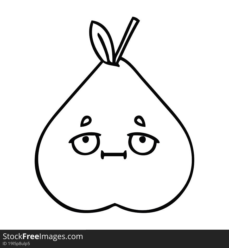 line drawing cartoon of a green pear