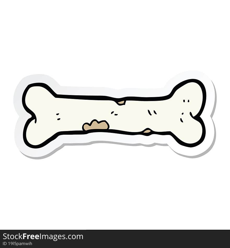 Sticker Of A Cartoon Bone