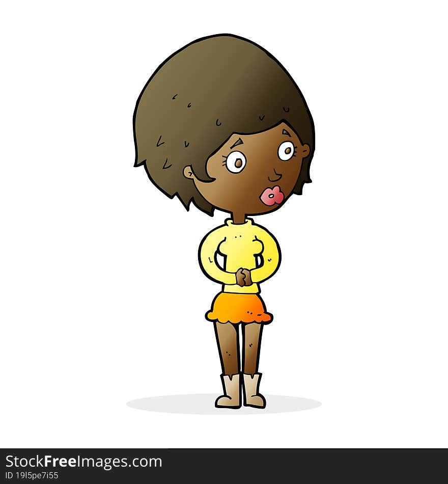 cartoon concerned woman