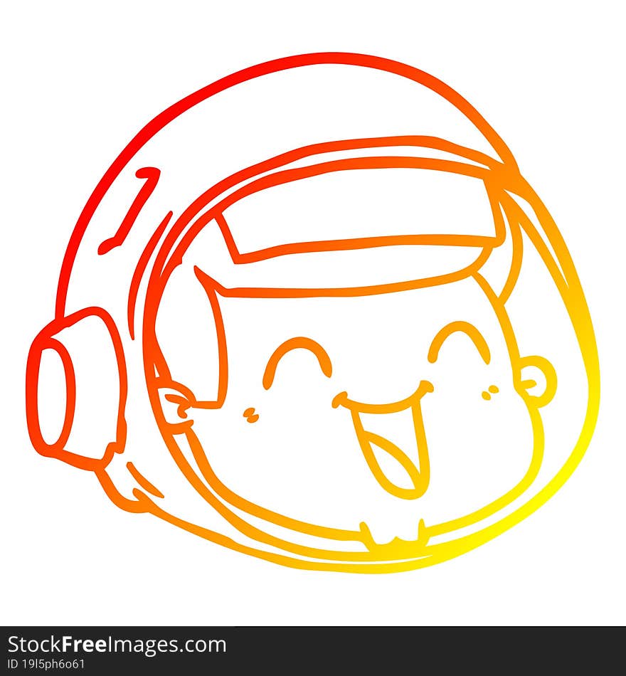 Warm Gradient Line Drawing Cartoon Happy Astronaut Face