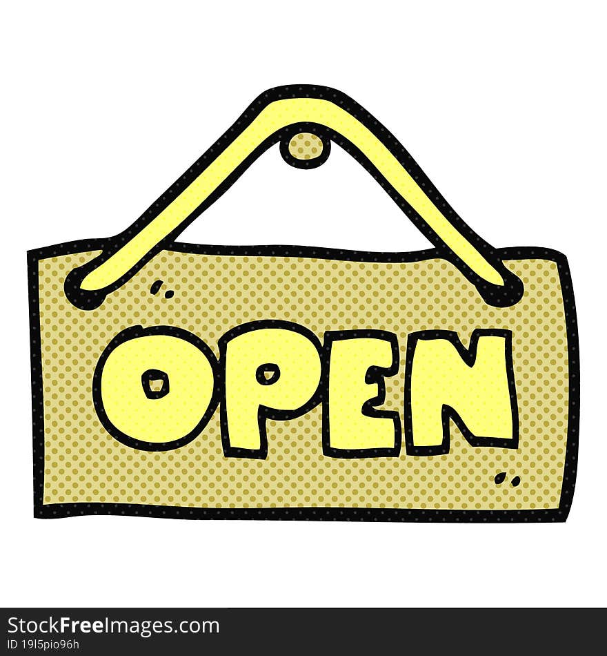 Cartoon Open Shop Sign